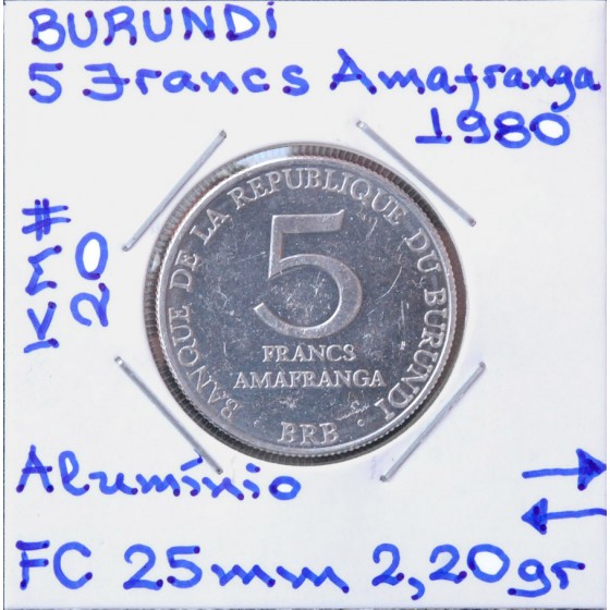 Burundi - 5 Francs Amafranga 1980 - BDI8665a