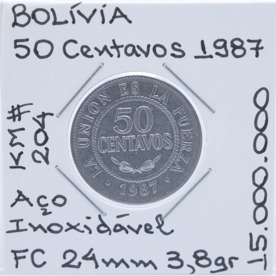 Bolívia - 50 Centavos 1987 - BOL8428h
