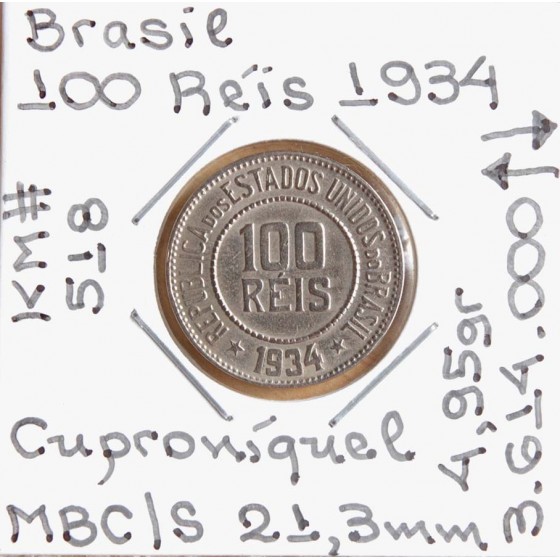 Brasil - 100 Réis 1934 - BRA7243k