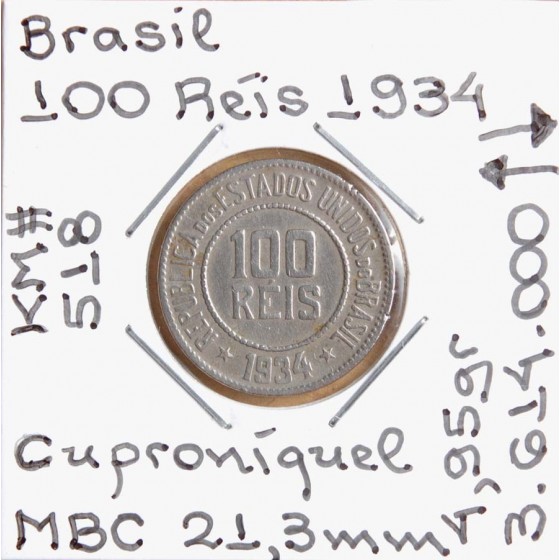 Brasil - 100 Réis 1934 - BRA7262x