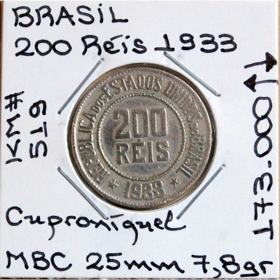 Brasil - 200 Réis 1933 - BRA8522w