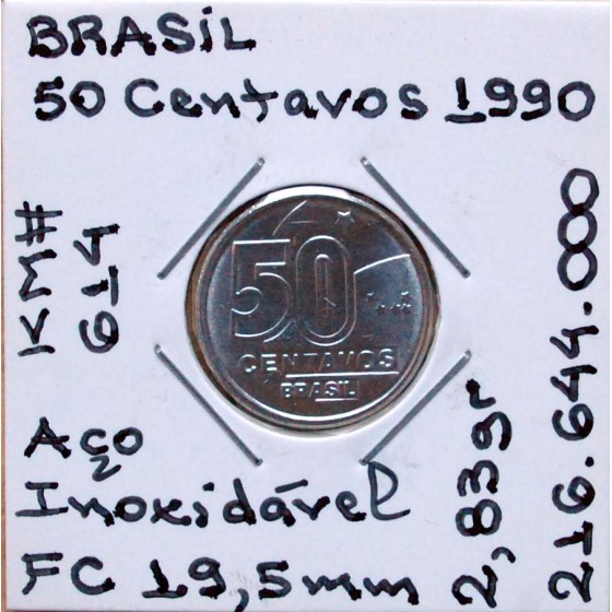 V - Brasil - 50 Centavos 1990 - BRA8651w