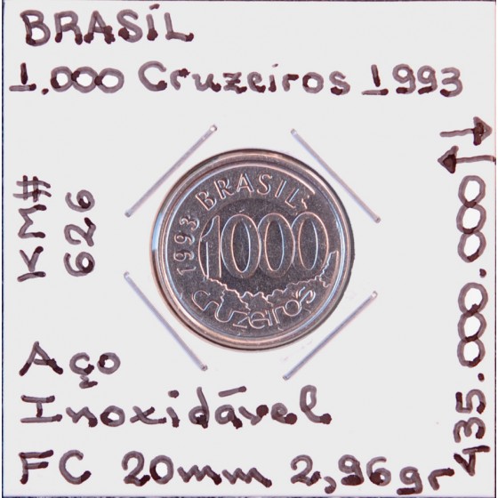 V - Brasil - 1000 Cruzeiros 1993 - BRA8679m