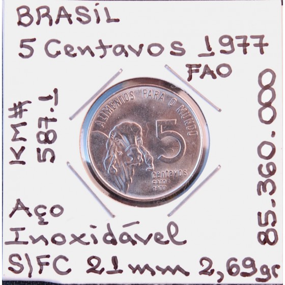 V - Brasil - 5 Centavos 1977 - FAO - BRA8690z