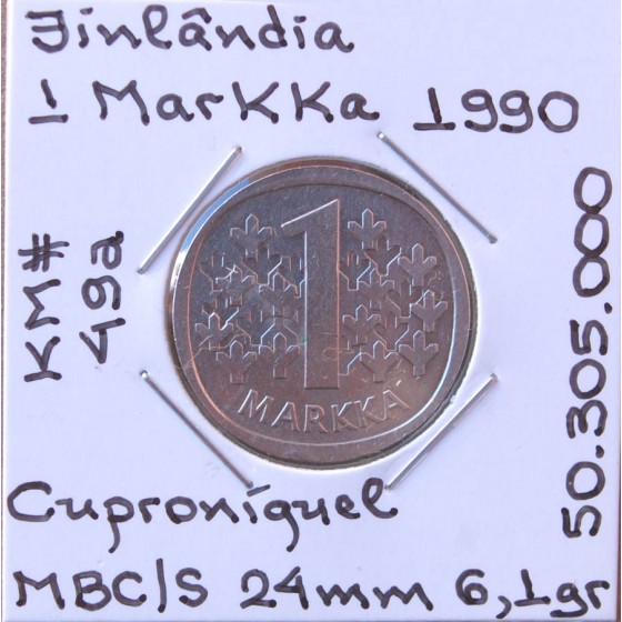 Finlândia - 1 Markka 1990 - FIN7010x