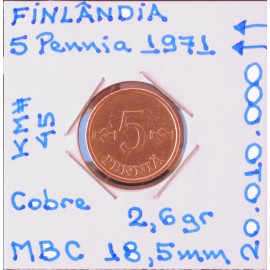 Finlândia - 5 Pennia 1971 - FIN8239e