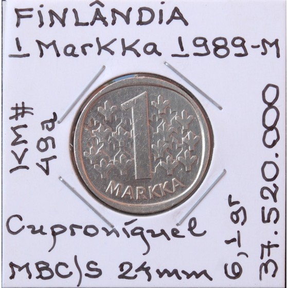 Finlândia - 1 Markka 1989-M - FIN8479a