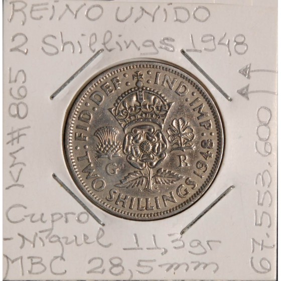 Reino Unido - 2 Shillings 1948 - GBR4980