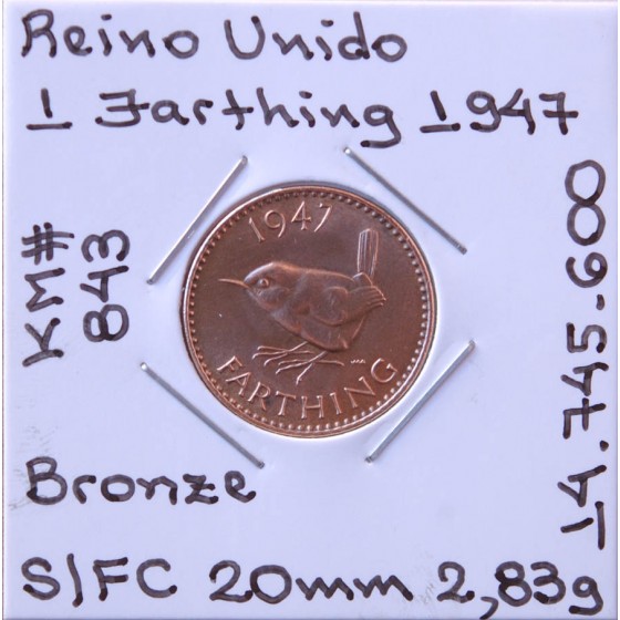 Reino Unido - 1 Farthing 1947 - GBR7014k