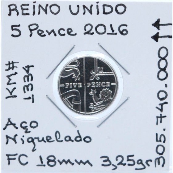 Reino Unido - 5 Pence 2016 - GBR8259a