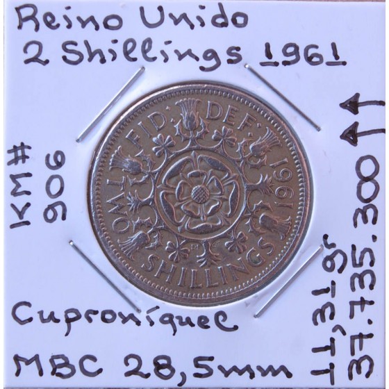 Reino Unido - 2 Shillings 1961 - GBR8798w