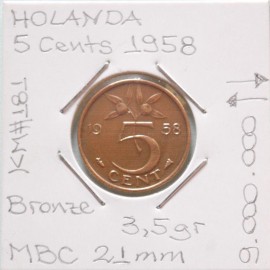 Holanda - 5 Cents 1958 - NLD2390