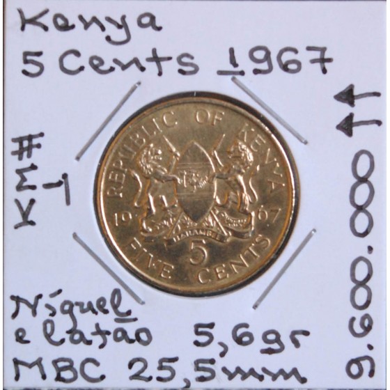 Kenya - 5 Cents 1967 - KEN8784h