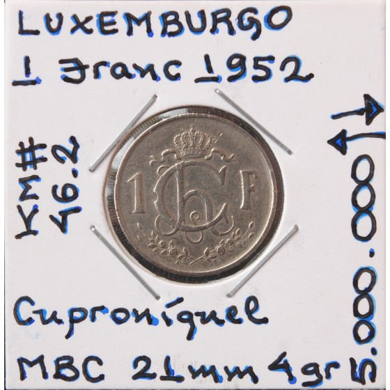 Luxemburgo - 1 Franc 1952 - LUX8238m