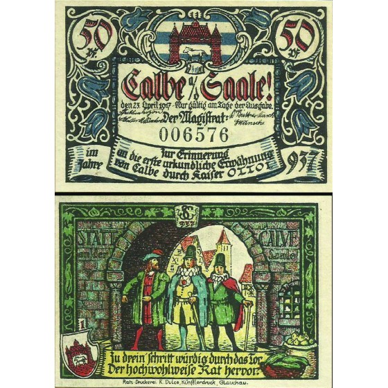 Notgeld - 50 Pfennig - Calbe and der Saale! - 1 a 4