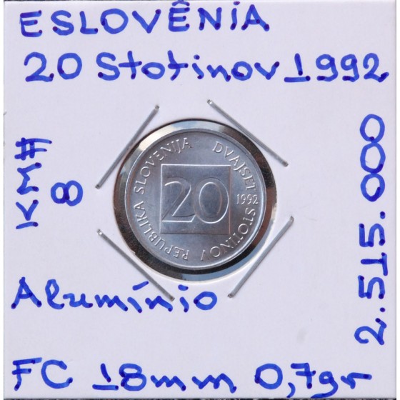 Eslovênia - 20 Stotinov 1992 - SVN8314e