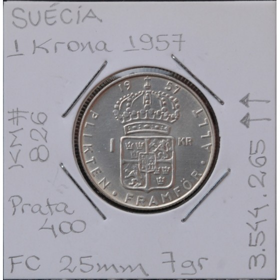 Suécia - 1 Krona 1957 - SWE3162
