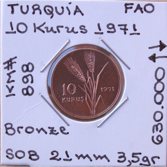 Turquia - FAO - 10 Kurus 1971 - TUR7007h