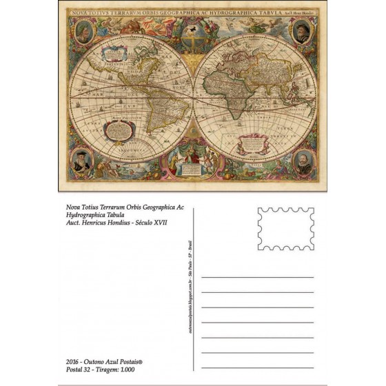 Postal 032 - Mapa-Mundi do século XVII - 18.973